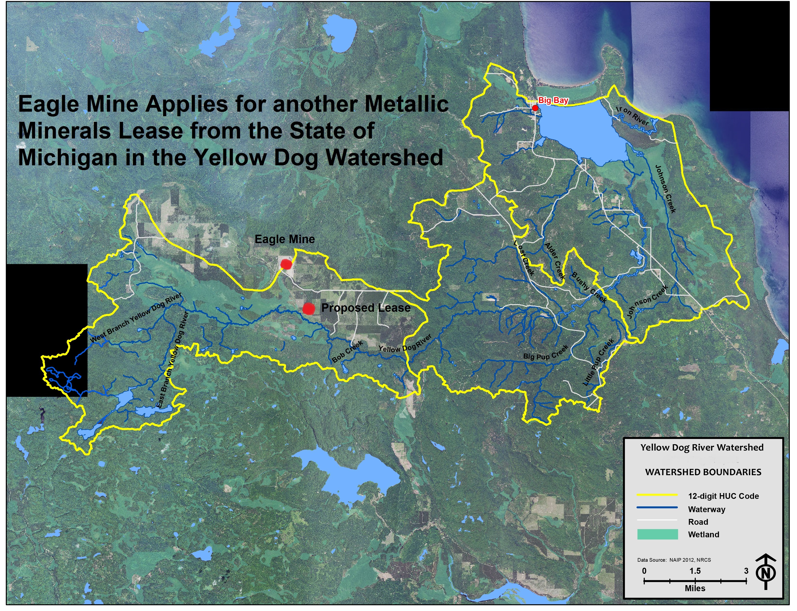 Eagle Mine Applies for another Metallic Minerals Lease from the state of Michigan in the Yellow Dog Watershed.